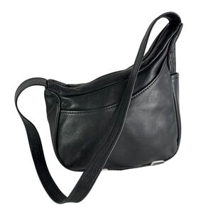 Genuine STOCKO Black Leather Hobo Shoulder Bag Purse Vintage Saddle